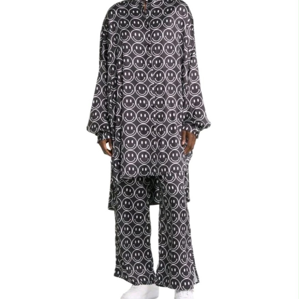 Dressed In Lala Smiley Face Women's Medium M Satin Playsuit Lounge Current Mood - Picture 8 of 8